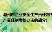 潮州市企业安全生产责任制考核办法(关于潮州市企业安全生产责任制考核办法的简介)
