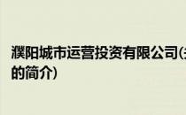 濮阳城市运营投资有限公司(关于濮阳城市运营投资有限公司的简介)