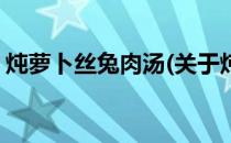 炖萝卜丝兔肉汤(关于炖萝卜丝兔肉汤的简介)