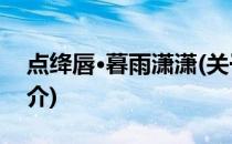 点绛唇·暮雨潇潇(关于点绛唇·暮雨潇潇的简介)