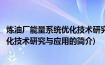 炼油厂能量系统优化技术研究与应用(关于炼油厂能量系统优化技术研究与应用的简介)