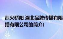 烈火骄阳 湖北品牌传播有限公司(关于烈火骄阳 湖北品牌传播有限公司的简介)