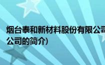 烟台泰和新材料股份有限公司(关于烟台泰和新材料股份有限公司的简介)
