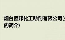 烟台恒邦化工助剂有限公司(关于烟台恒邦化工助剂有限公司的简介)
