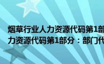 烟草行业人力资源代码第1部分：部门代码(关于烟草行业人力资源代码第1部分：部门代码的简介)