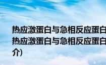 热应激蛋白与急相反应蛋白在热损伤机制中作用的研究(关于热应激蛋白与急相反应蛋白在热损伤机制中作用的研究的简介)