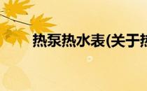 热泵热水表(关于热泵热水表的简介)