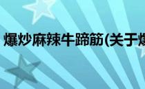 爆炒麻辣牛蹄筋(关于爆炒麻辣牛蹄筋的简介)