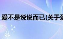 爱不是说说而已(关于爱不是说说而已的简介)