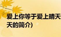 爱上你等于爱上晴天(关于爱上你等于爱上晴天的简介)