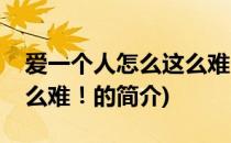 爱一个人怎么这么难！(关于爱一个人怎么这么难！的简介)