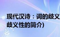 现代汉诗：词的歧义性(关于现代汉诗：词的歧义性的简介)