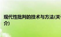 现代性批判的技术与方法(关于现代性批判的技术与方法的简介)