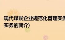 现代煤炭企业规范化管理实务(关于现代煤炭企业规范化管理实务的简介)