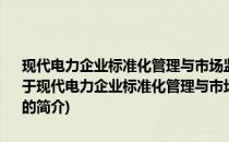 现代电力企业标准化管理与市场监管理与市场监管运作指导实施手册(关于现代电力企业标准化管理与市场监管理与市场监管运作指导实施手册的简介)
