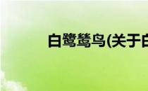 白鹭鸶鸟(关于白鹭鸶鸟的简介)