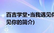 百吉学堂·当我遇见你(关于百吉学堂·当我遇见你的简介)