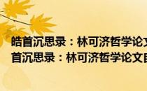 皓首沉思录：林可济哲学论文自选集(2003～2014)(关于皓首沉思录：林可济哲学论文自选集(2003～2014)的简介)