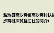 盐池县高沙窝镇高沙窝村扶贫互助社(关于盐池县高沙窝镇高沙窝村扶贫互助社的简介)