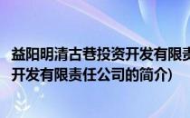 益阳明清古巷投资开发有限责任公司(关于益阳明清古巷投资开发有限责任公司的简介)