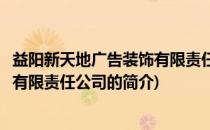 益阳新天地广告装饰有限责任公司(关于益阳新天地广告装饰有限责任公司的简介)