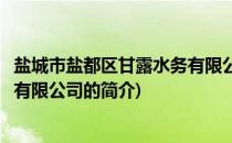 盐城市盐都区甘露水务有限公司(关于盐城市盐都区甘露水务有限公司的简介)