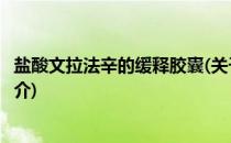 盐酸文拉法辛的缓释胶囊(关于盐酸文拉法辛的缓释胶囊的简介)