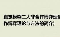 直觉模糊二人非合作博弈理论与方法(关于直觉模糊二人非合作博弈理论与方法的简介)