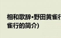 相和歌辞·野田黄雀行(关于相和歌辞·野田黄雀行的简介)