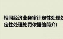 相同经济业务审计定性处理处罚依据(关于相同经济业务审计定性处理处罚依据的简介)