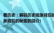 看历史：解码历史现象背后的秘密(关于看历史：解码历史现象背后的秘密的简介)