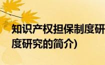 知识产权担保制度研究(关于知识产权担保制度研究的简介)