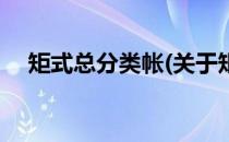 矩式总分类帐(关于矩式总分类帐的简介)