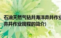 石油天然气钻井海洋弃井作业规程(关于石油天然气钻井海洋弃井作业规程的简介)