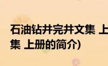 石油钻井完井文集 上册(关于石油钻井完井文集 上册的简介)