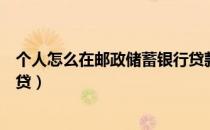 个人怎么在邮政储蓄银行贷款（邮政储蓄个人小额贷款怎么贷）