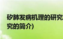 矽肺发病机理的研究(关于矽肺发病机理的研究的简介)