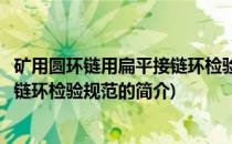 矿用圆环链用扁平接链环检验规范(关于矿用圆环链用扁平接链环检验规范的简介)