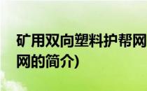 矿用双向塑料护帮网(关于矿用双向塑料护帮网的简介)