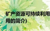 矿产资源可持续利用(关于矿产资源可持续利用的简介)