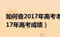 如何查2017年高考本省考生成绩（如何查2017年高考成绩）