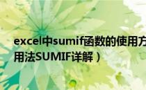 excel中sumif函数的使用方法及实例（Excel SUMIF函数用法SUMIF详解）