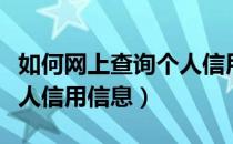 如何网上查询个人信用记录（如何网上查询个人信用信息）