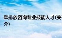 碳排放咨询专业技能人才(关于碳排放咨询专业技能人才的简介)