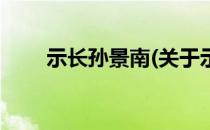 示长孙景南(关于示长孙景南的简介)