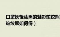 口袋妖怪漆黑的魅影蛇纹熊拾取（口袋妖怪漆黑的魅影5.0蛇纹熊如何得）