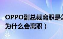 OPPO副总裁离职是怎么回事（OPPO副总裁为什么会离职）