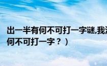 出一半有何不可打一字谜,我没有他有天没有地有（出一半有何不可打一字？）