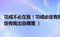 功成不必在我（功成必定有我是啥意思 功成不必在我功成必定有我出自哪里 ）