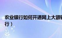 农业银行如何开通网上大额转账（农业银行如何开通网上银行）